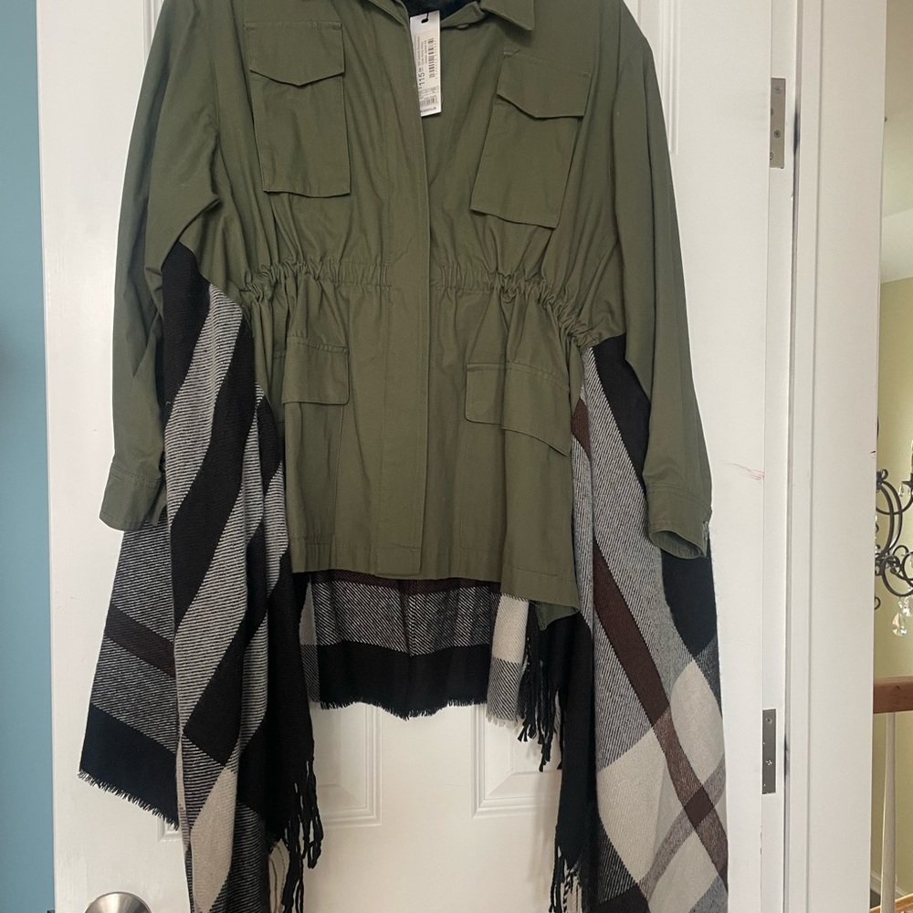 BB Dakota Utility Jacket in Olive with Plaid Details